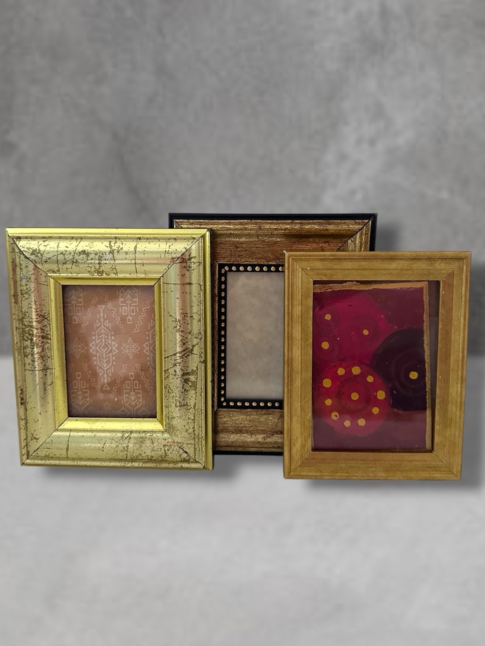 LOT OF 3 MINI GOLD WOOD Picture Frame .. .. For 3.5X2.5-3X4 VINTAGE